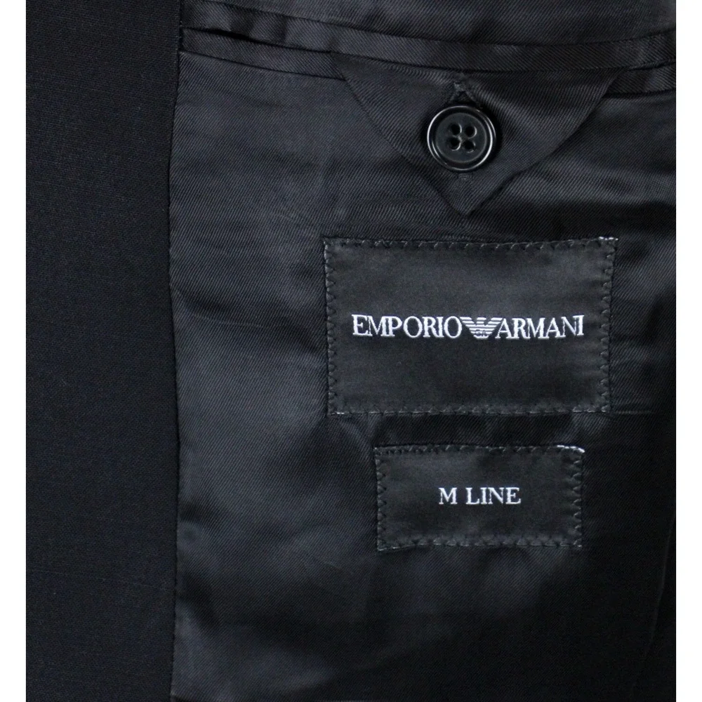 Emporio Armani Blazer 38 R (48 EU) Mens Black Wool M Line Slim Fit Sport Coat
